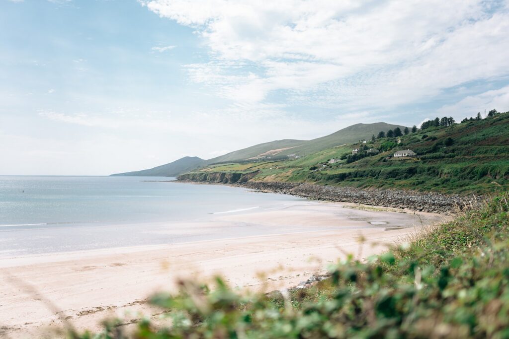 Wide, mountain and beach view of Inch Beach, perfect for fine art prints.